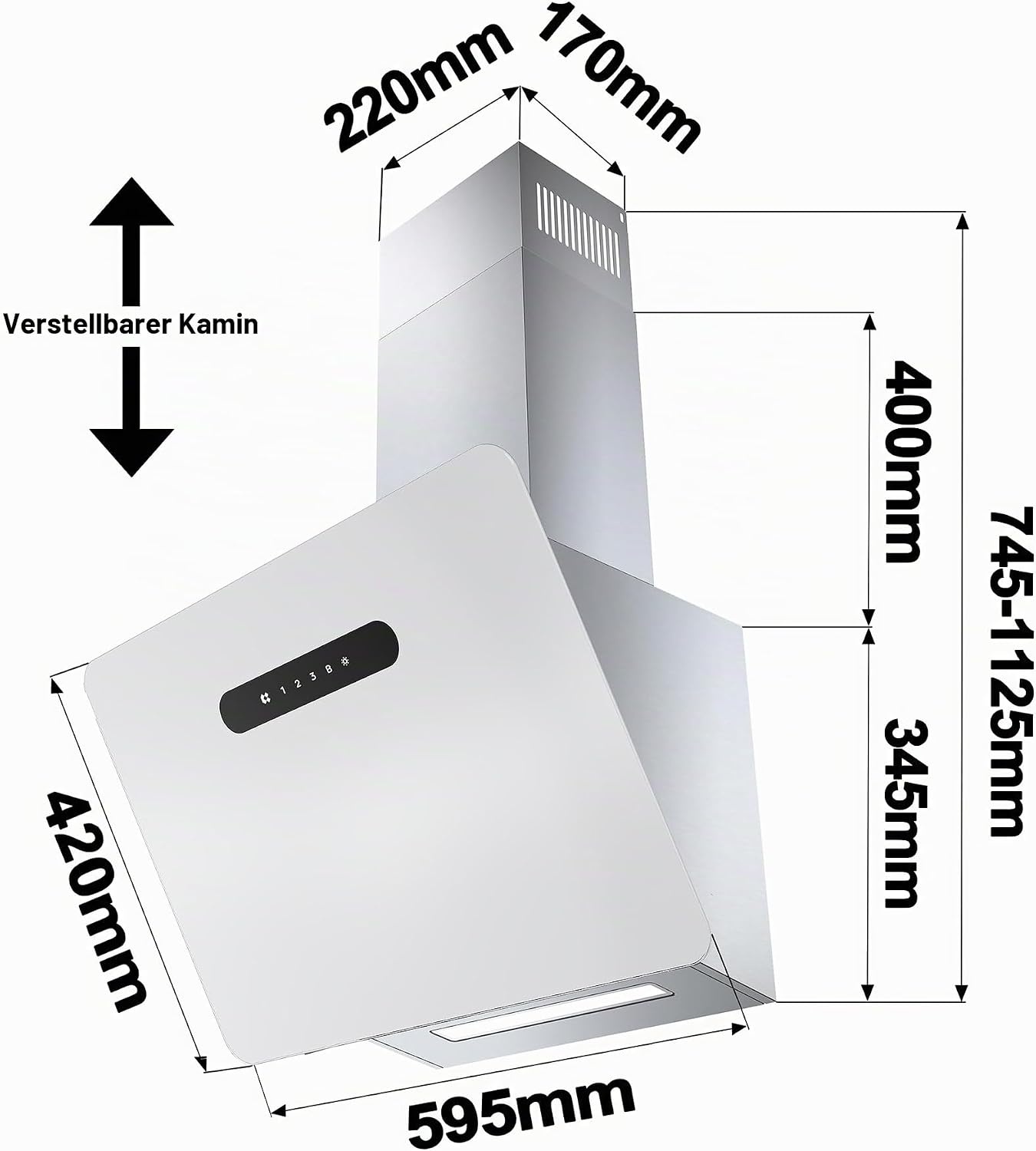 Moderne Kopffrei-Dunstabzugshaube 60 cm Weiß - 65% Rabatt