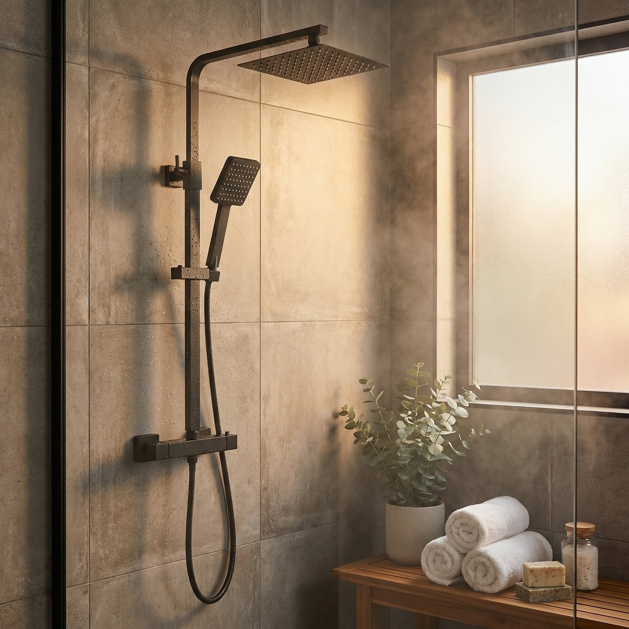 Viking Choice Regenduschsystem mit Thermostat, mattschwarz - bis zu 26% Rabatt
