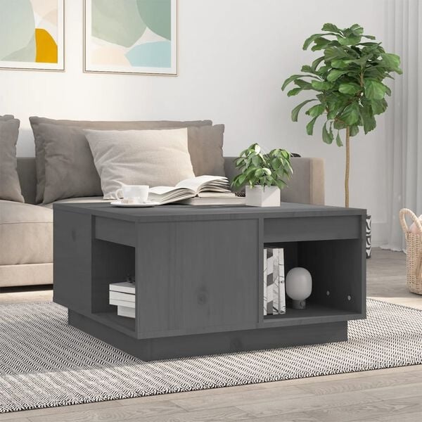 Vidaxl Couchtisch aus massivem Kiefernholz, Grau - bis zu 33% Rabatt
