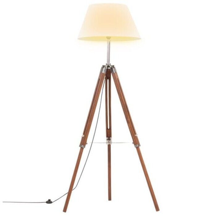 Vidaxl Dreibein-Stehlampe Teakholz, 141 cm - Stilvolles Retro-Design bis zu 34% günstiger
