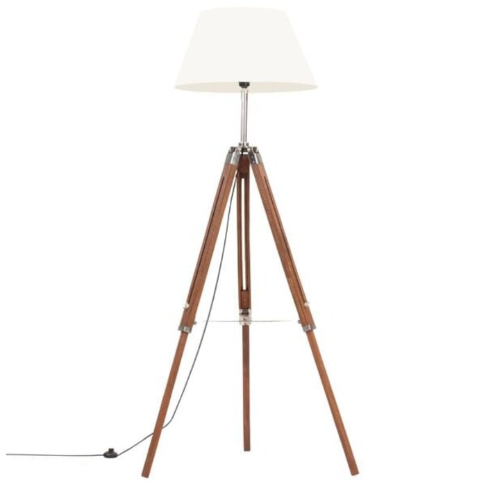 Vidaxl Dreibein-Stehlampe Teakholz, 141 cm - Stilvolles Retro-Design bis zu 34% günstiger