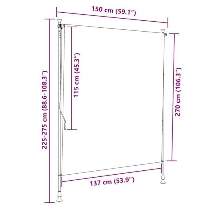 Vidaxl Außenrollo 150x270 cm Crème mit Kurbel - bis zu 34% Rabatt