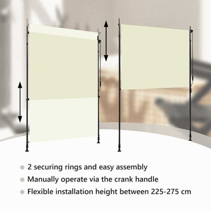 Vidaxl Außenrollo 150x270 cm Crème mit Kurbel - bis zu 34% Rabatt