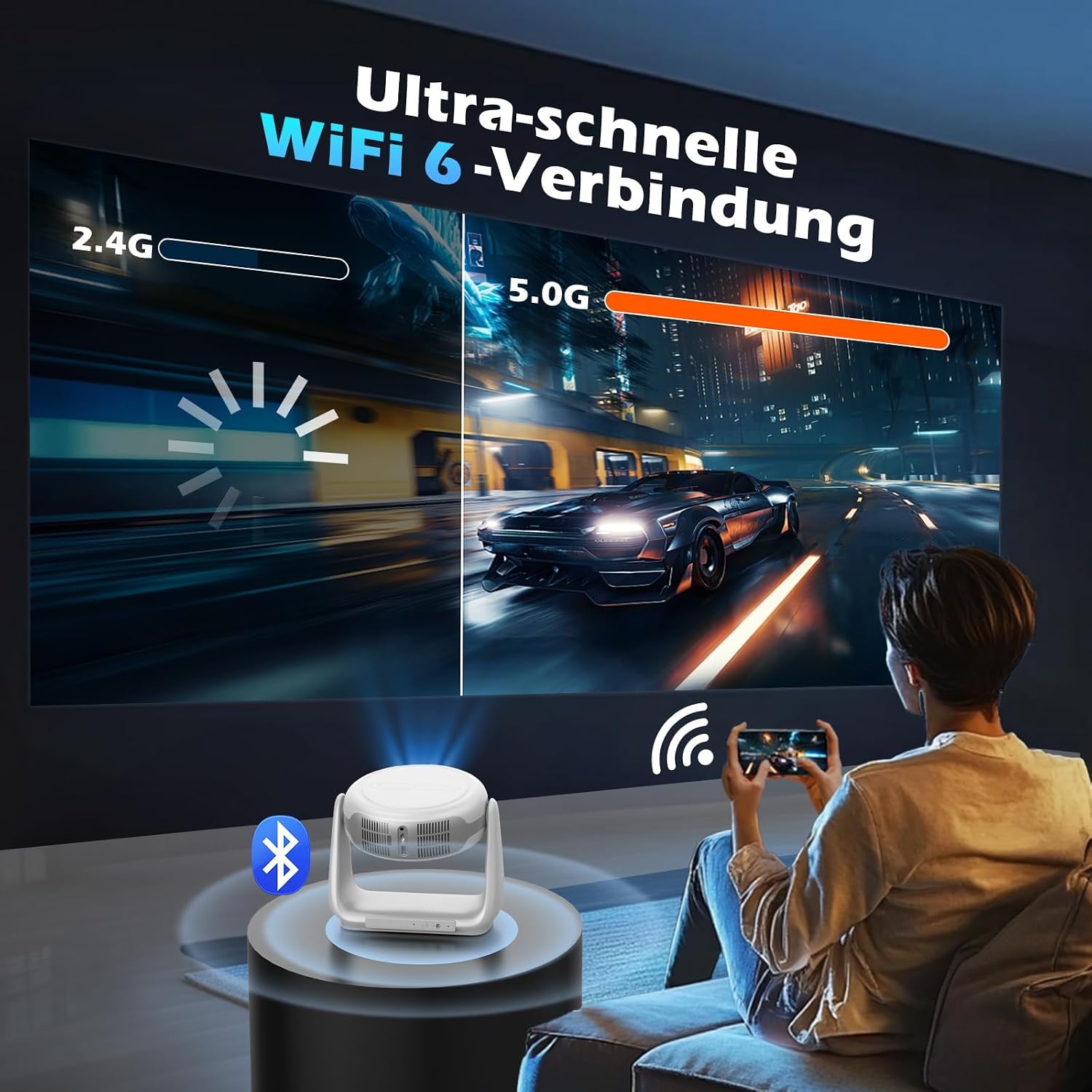 Tragbarer 1080p Full HD Beamer Android 11.0 - Jetzt bis zu 35% günstiger