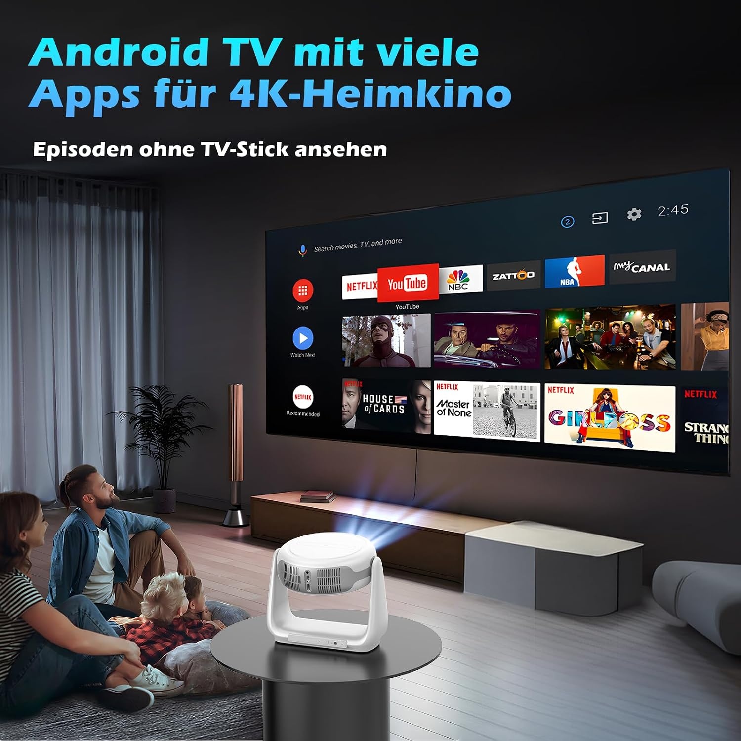 Tragbarer 1080p Full HD Beamer Android 11.0 - Jetzt bis zu 35% günstiger