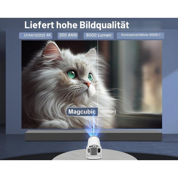 Tragbarer Mini-Beamer Android 11, 4K Unterstützung, 180° schwenkbar - bis zu 34%