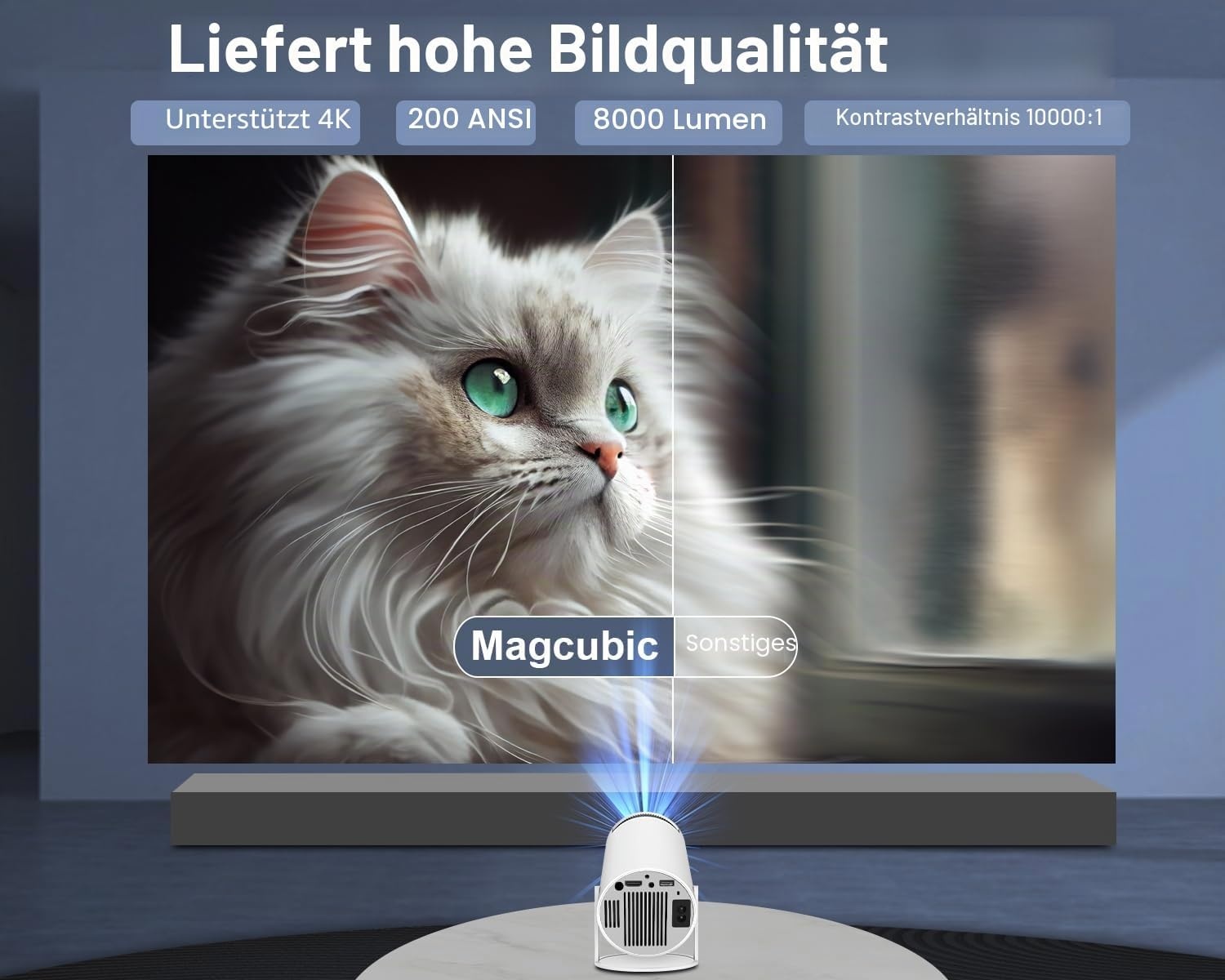 Tragbarer Mini-Beamer Android 11, 4K Unterstützung, 180° schwenkbar - bis zu 34%