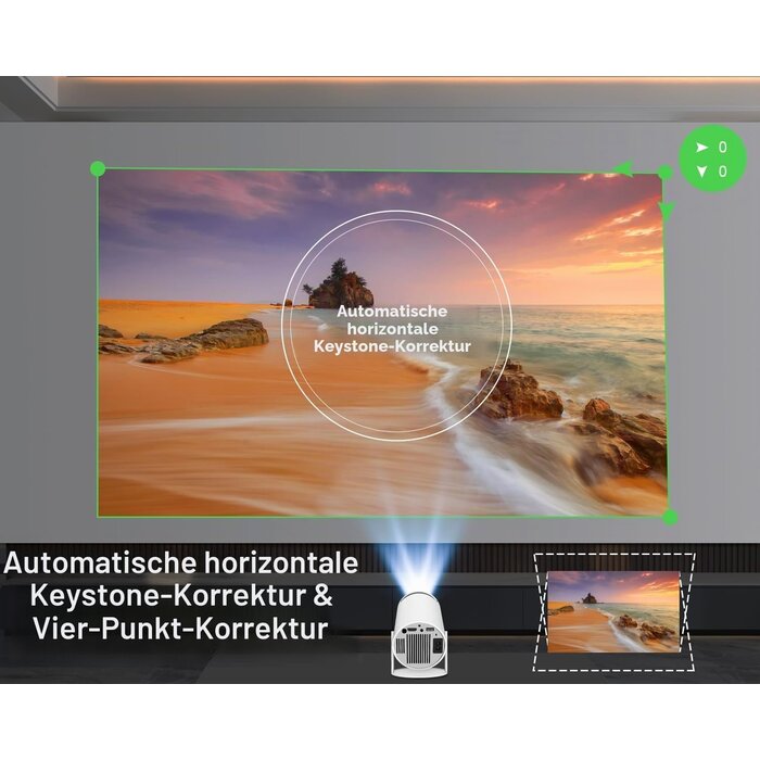 Tragbarer Mini-Beamer Android 11, 4K Unterstützung, 180° schwenkbar - bis zu 34%