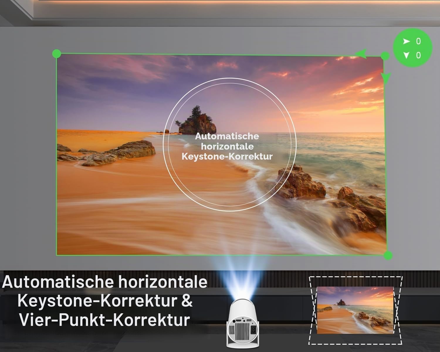 Tragbarer Mini-Beamer Android 11, 4K Unterstützung, 180° schwenkbar - bis zu 34%