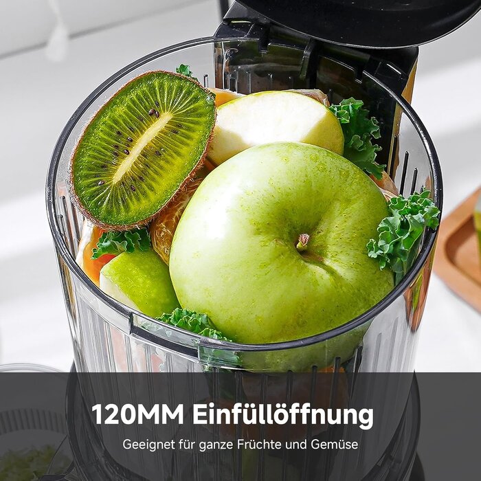 Slow Juicer Edelstahl mit 120 mm Einfüllschacht - bis zu 34 % reduziert