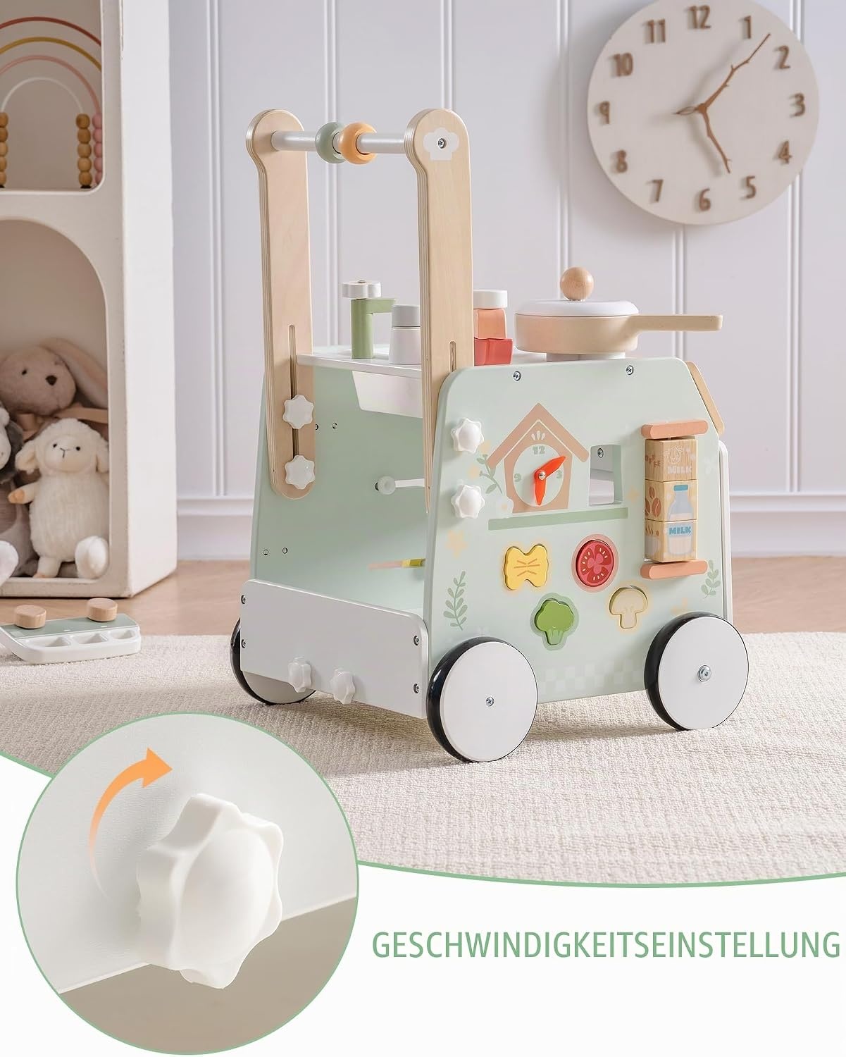 2-in-1 Holz Lauflernwagen mit Spielküche - Bis zu 34% Rabatt