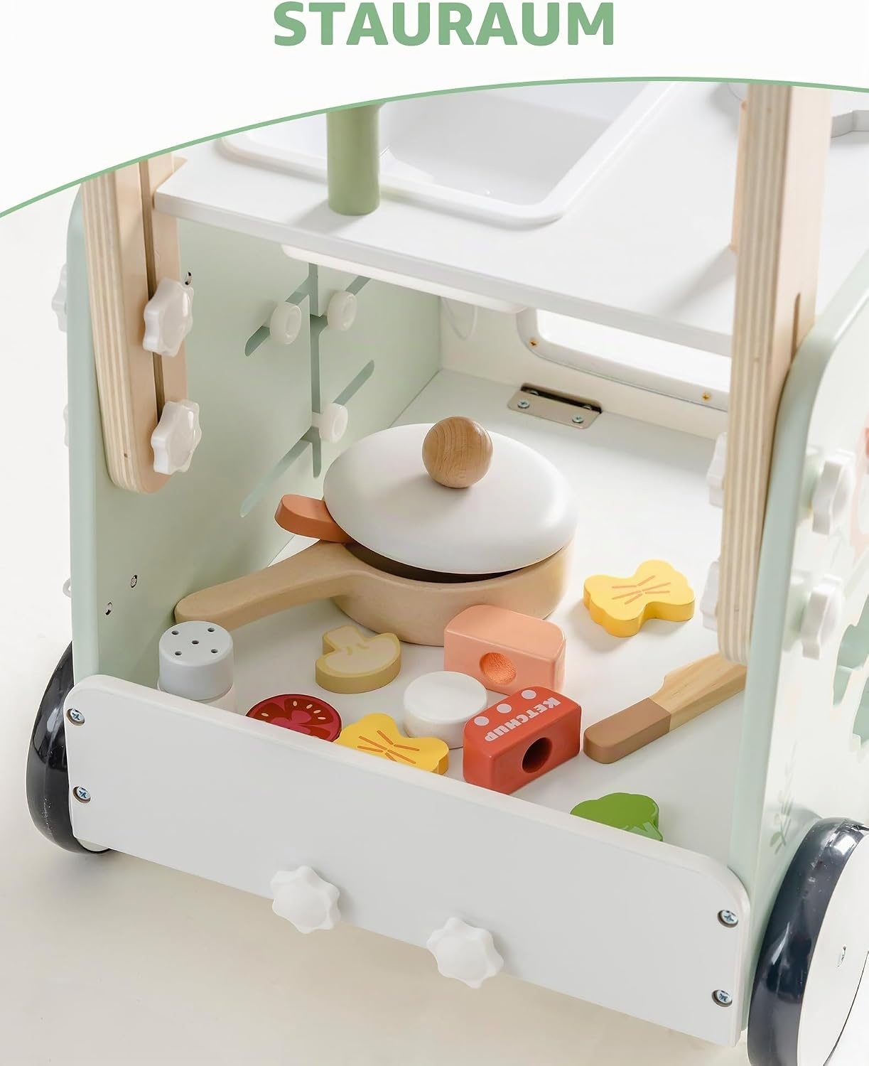 2-in-1 Holz Lauflernwagen mit Spielküche - Bis zu 34% Rabatt