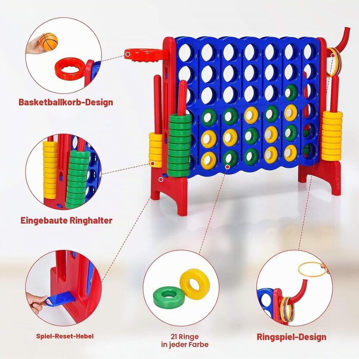 3-in-1 XXL Vier Gewinnt Spielset - Mit Basketball & Wurfspiel - bis zu 34% Rabatt