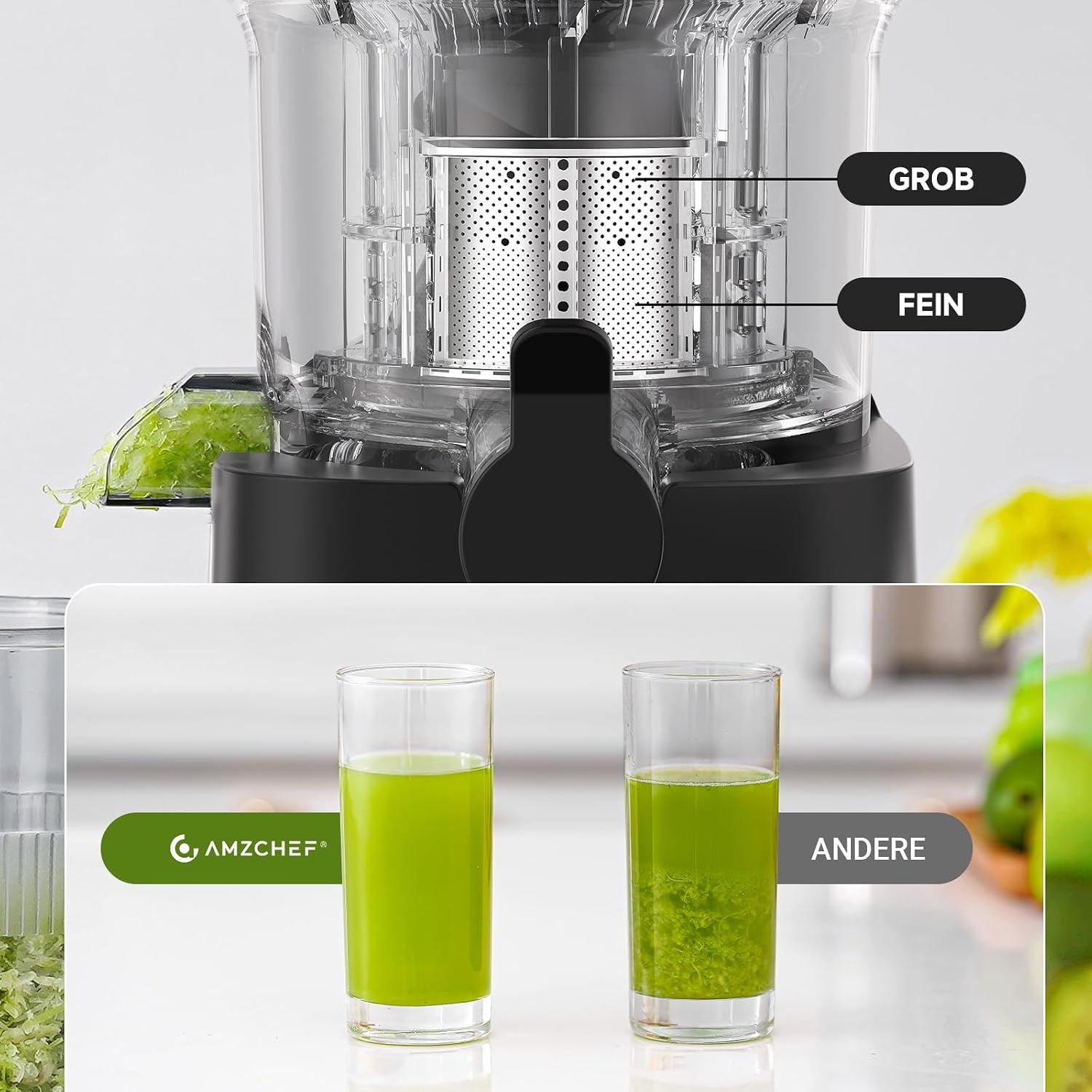 Slow Juicer Kaltpresse 180W - 120mm Einfüllschacht - bis zu 34% Rabatt