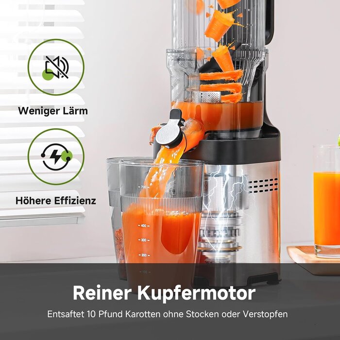 Slow Juicer Kaltpresse 180W - 120mm Einfüllschacht - bis zu 34% Rabatt