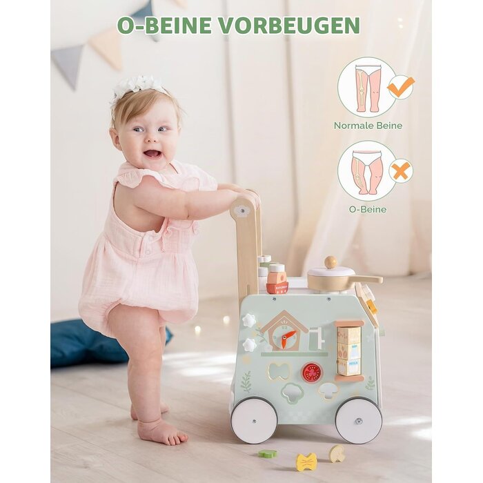 2-in-1 Lauflernwagen & Spielküche aus Holz - Grün - bis zu 34% Rabatt