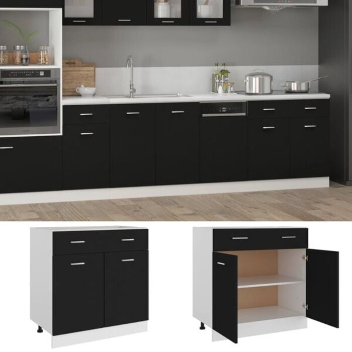 Vidaxl Küchenunterschrank Lyon Schwarz - 80 cm - jetzt bis zu 35% sparen