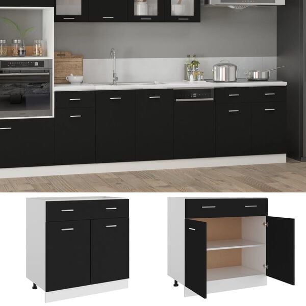 Vidaxl Küchenunterschrank Lyon Schwarz - 80 cm - jetzt bis zu 35% sparen