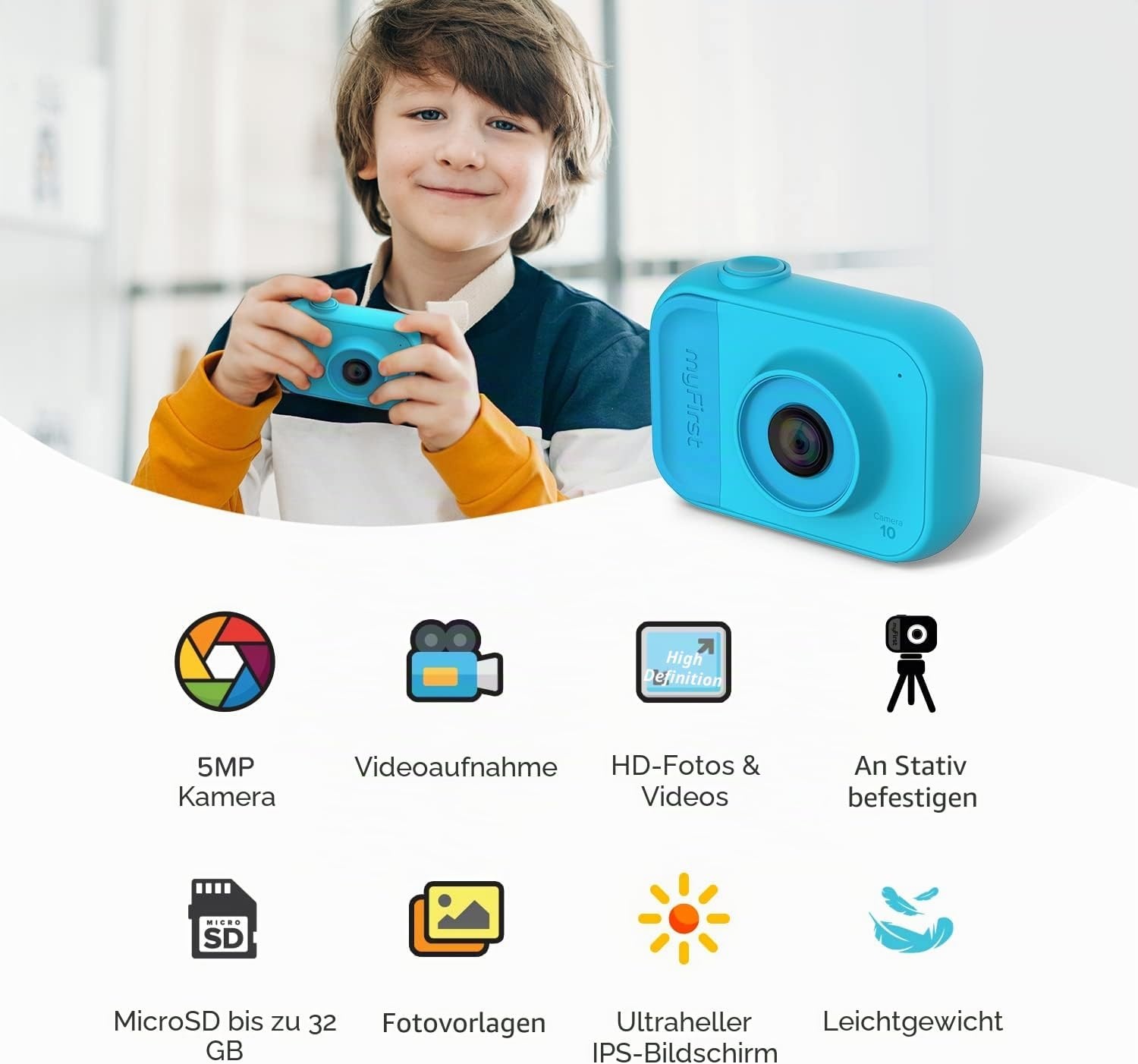 Digitale Kinderkamera 5 MP, blau - 61% Rabatt