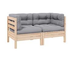 Vidaxl 2-Sitzer Gartenbank Kiefernholz, Grau - 61% Rabatt