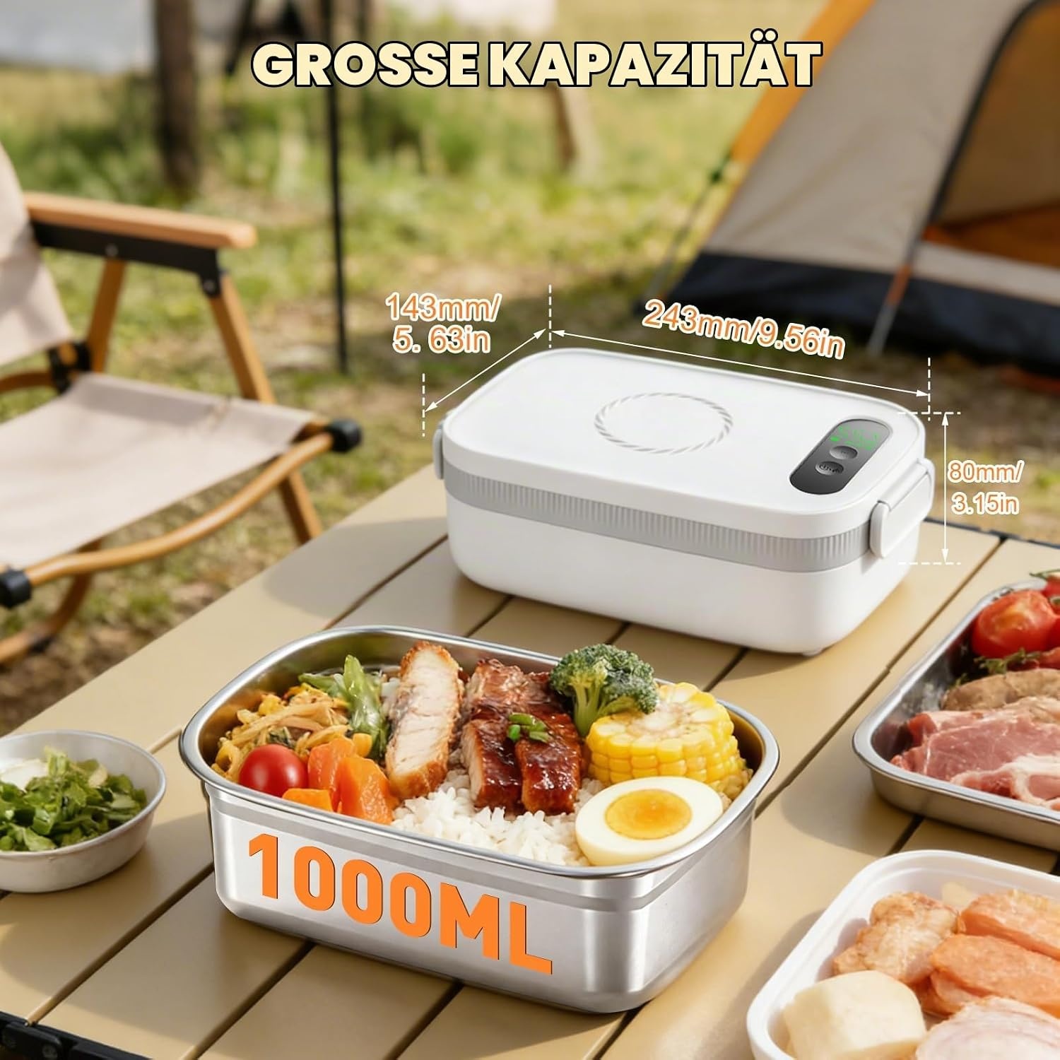 Kabellose elektrische Lunchbox 1L mit 14.000 mAh - bis zu 28% Rabatt sparen