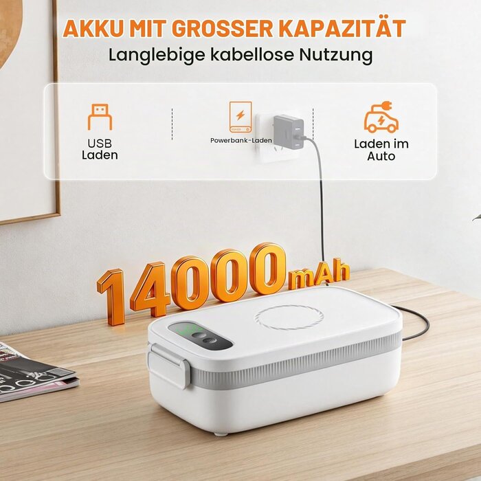 Kabellose elektrische Lunchbox 1L mit 14.000 mAh - bis zu 28% Rabatt sparen