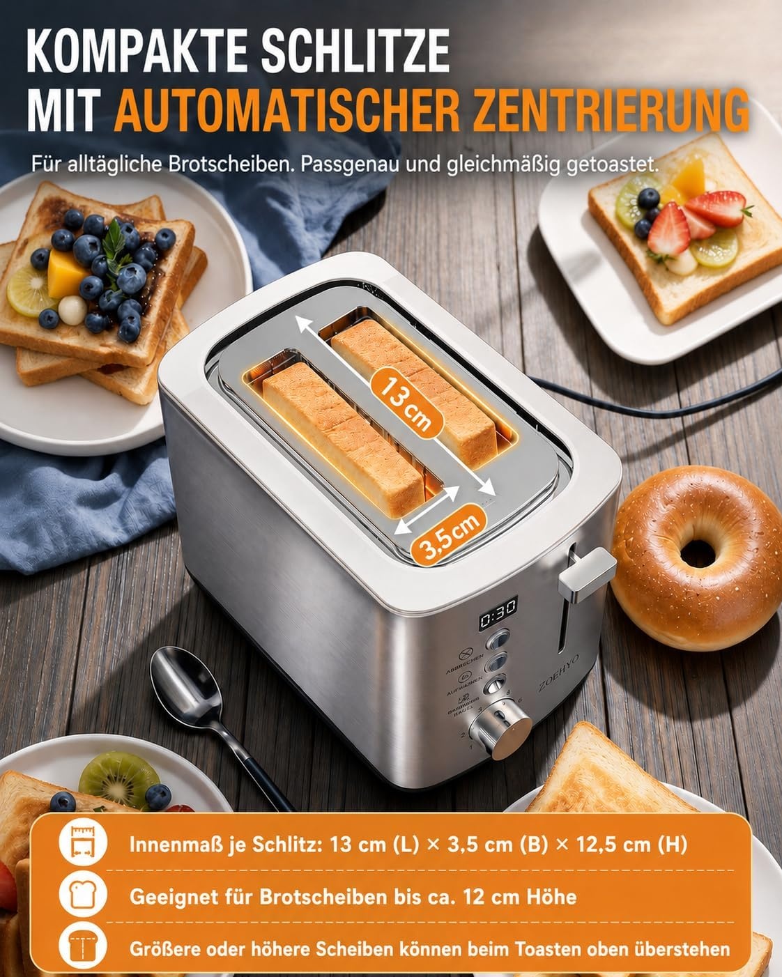 Edelstahl 2-Scheiben Toaster mit LED-Timer - Jetzt bis zu 27% Rabatt sparen
