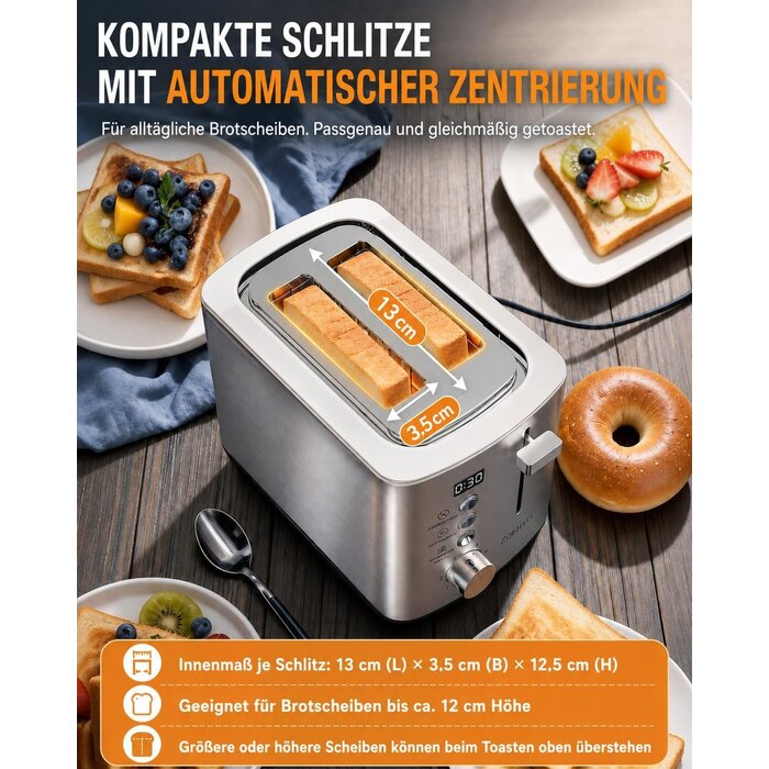2-Scheiben-Toaster mit LED-Timer & 6 Bräunungsstufen - bis zu 27% sparen
