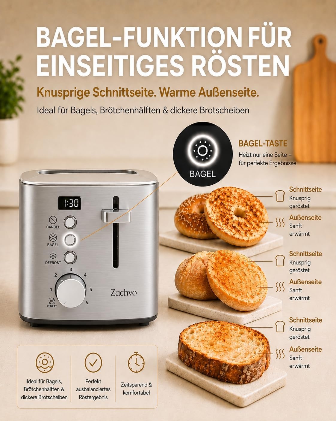 2-Scheiben-Toaster mit LED-Timer & 6 Bräunungsstufen - bis zu 27% sparen