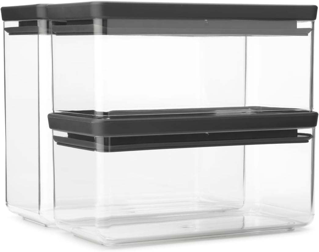 Vorratsdosen-Set, 3-tlg., stapelbar, 1,5L & 3,5L, dunkelgrau - bis zu 32% sparen