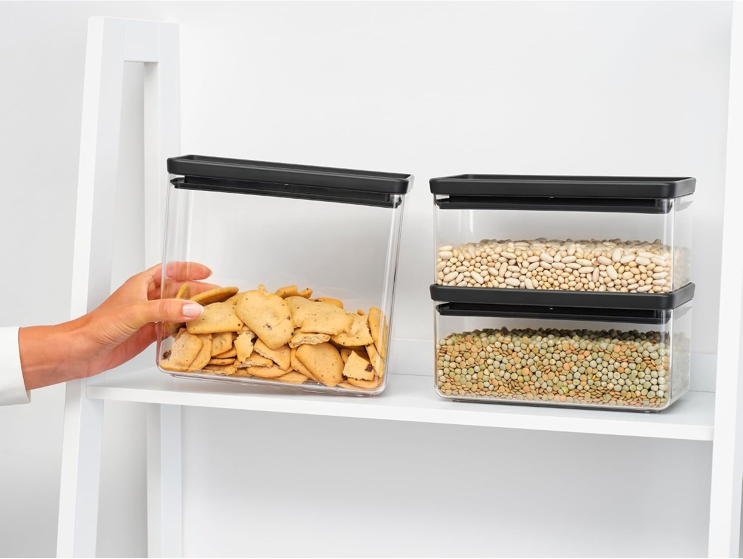 Vorratsdosen-Set, 3-tlg., stapelbar, 1,5L & 3,5L, dunkelgrau - bis zu 32% sparen