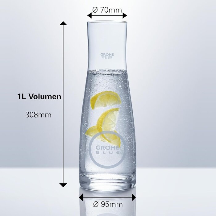 Wasserkaraffe 1 Liter mit Edelstahldeckel & Sieb - bis zu 32% reduziert