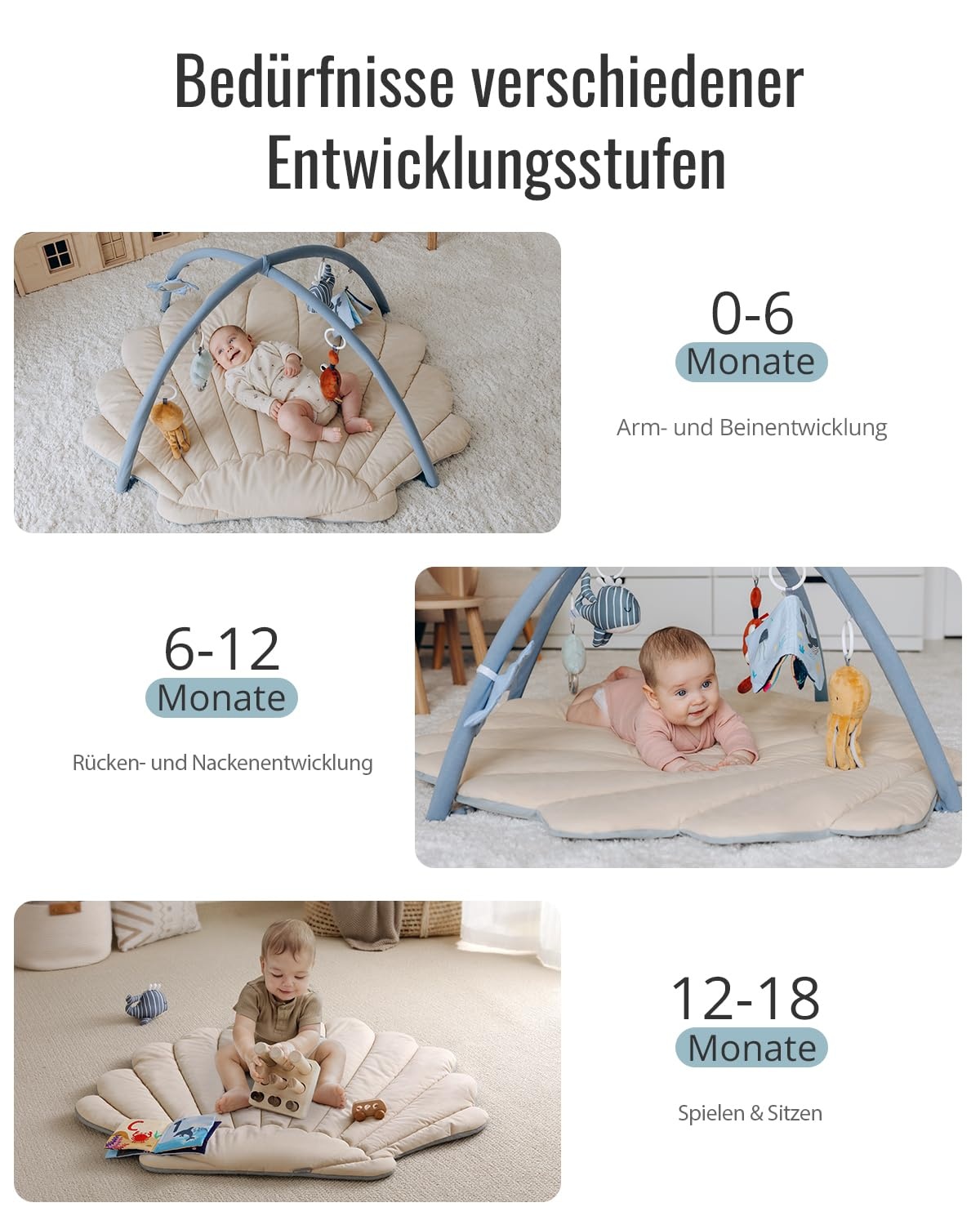 Luxus Baby-Spieldecke Boho Ozean - 103x96 cm - bis zu 33% Rabatt