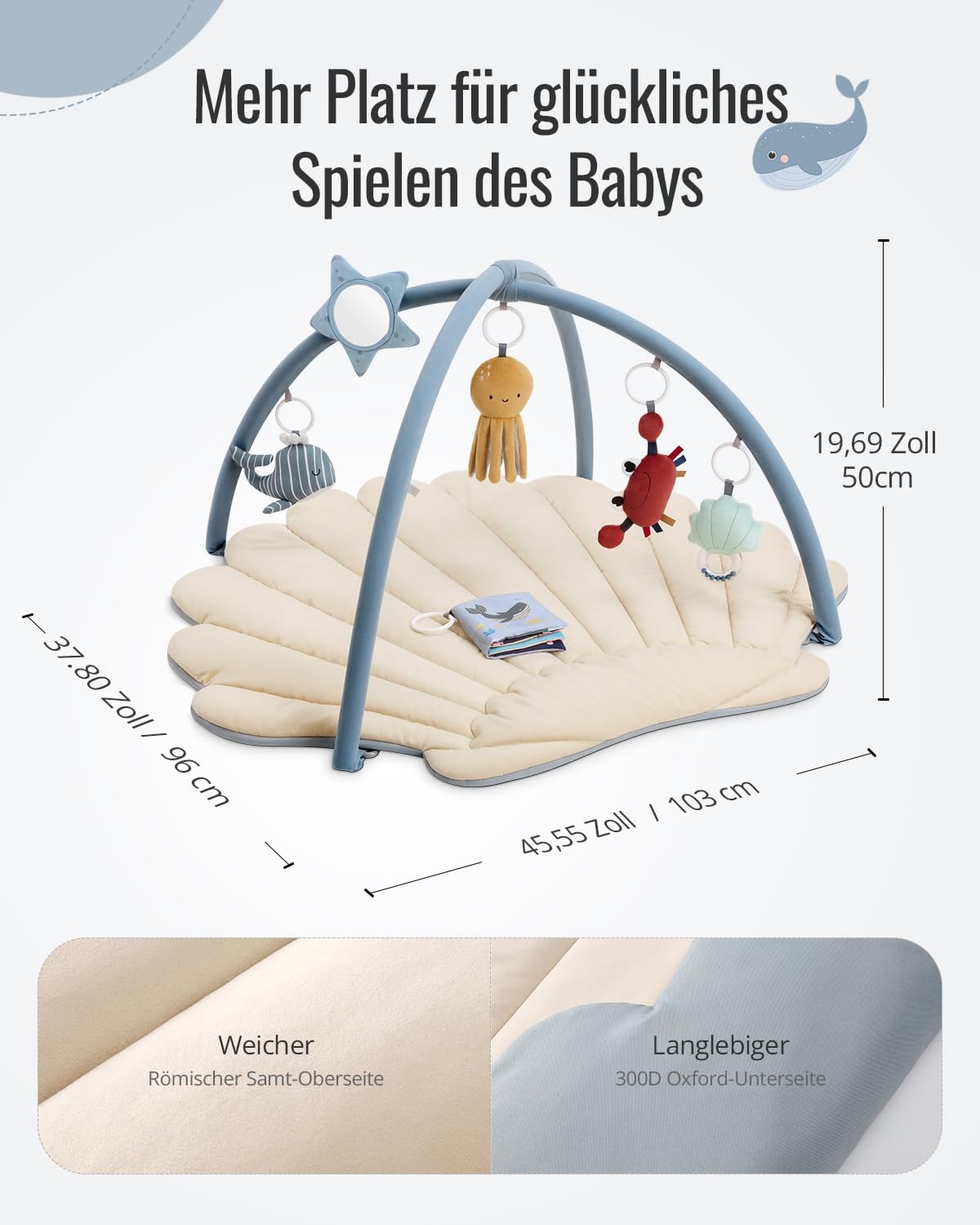 Luxus Baby-Spieldecke Boho Ozean - 103x96 cm - bis zu 33% Rabatt
