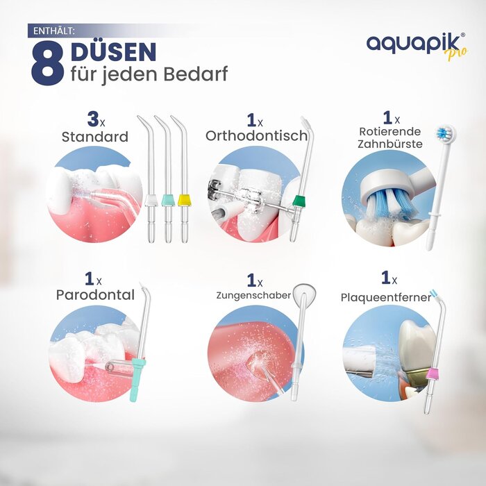 Professionelle Munddusche mit 8 Aufsätzen - jetzt bis zu 34% günstiger!