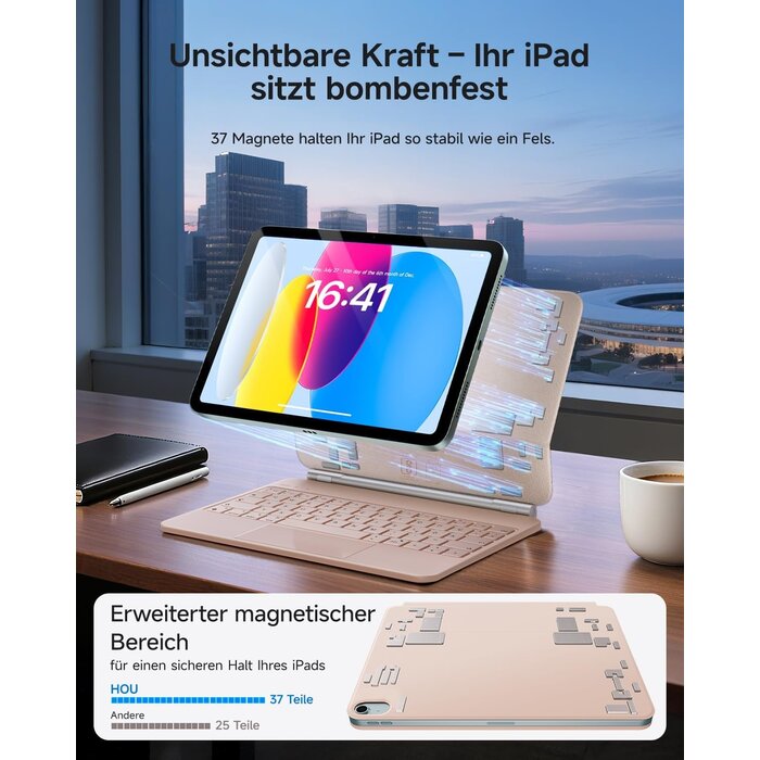 Hou iPad 10. Generation Tastaturhülle mit Beleuchtung - Rosa - bis zu 56% Rabatt