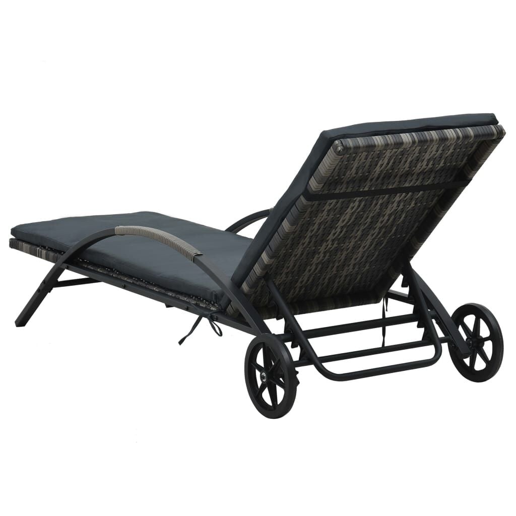 Rattan-Sonnenliege Anthrazit mit Rollen - bis zu 35% Rabatt