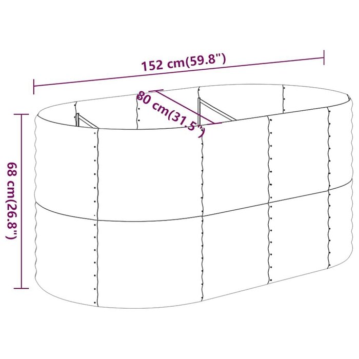 Ovales Hochbeet 152x80x68 cm Stahl Anthrazit - Outlet bis zu 24% günstiger