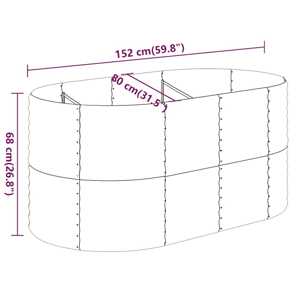 Ovales Hochbeet 152x80x68 cm Stahl Anthrazit - Outlet bis zu 24% günstiger