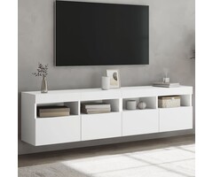 Vidaxl Modernes TV-Wandboard Set mit LED - Weiß - jetzt bis zu 35 % Rabatt