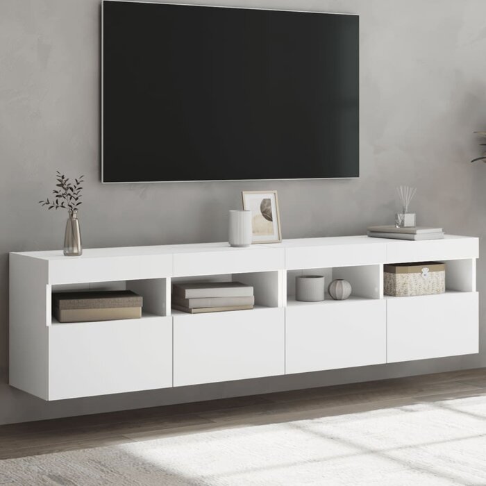Modernes TV-Wandboard Set mit LED - Weiß - jetzt bis zu 35 % Rabatt