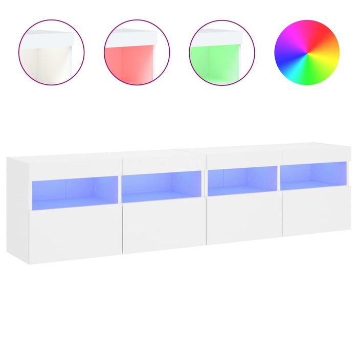 Vidaxl TV-Wandboard Set mit LED, 2-tlg, 80x30x40 cm, Weiß - 63% Rabatt