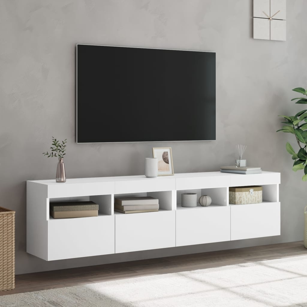 Modernes TV-Wandboard Set mit LED - Weiß - jetzt bis zu 35 % Rabatt