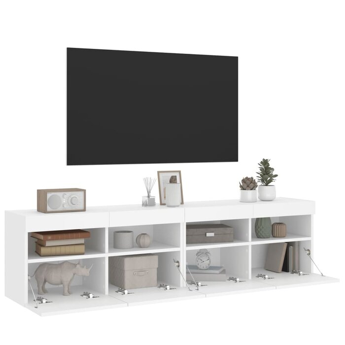 Modernes TV-Wandboard Set mit LED - Weiß - jetzt bis zu 35 % Rabatt