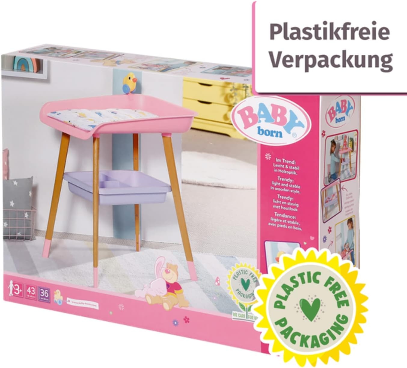 Puppen-Wickeltisch aus Holz - Skandinavisches Design, bis zu 32% sparen