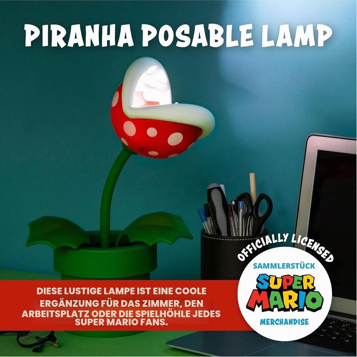 Piranha-Pflanze LED-Lampe 33 cm - Flexibler Kopf - bis zu 33% reduziert