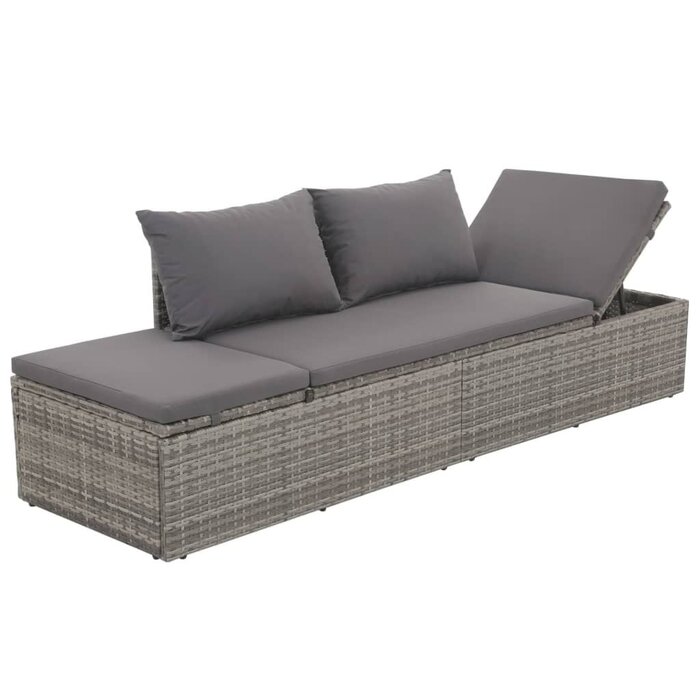 Luxus Polyrattan-Sonnenliege Grau - Jetzt bis zu 35% Rabatt sichern
