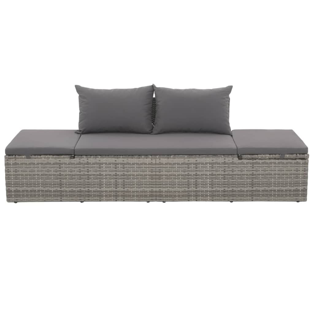 Luxus Polyrattan-Sonnenliege Grau - Jetzt bis zu 35% Rabatt sichern