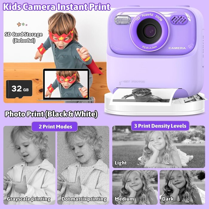 Digitale Kinder-Sofortbildkamera mit 1080p, 32GB & Zubehör - bis zu 34% sparen