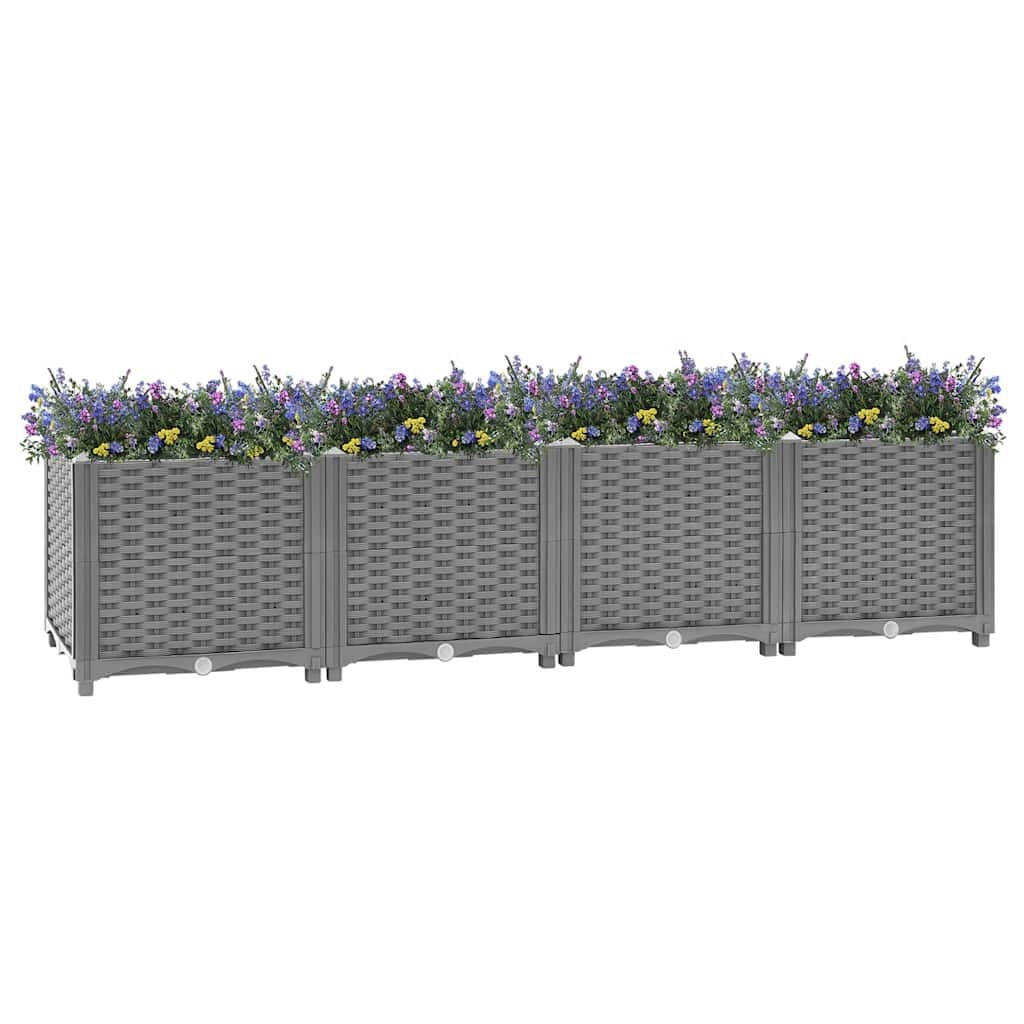 Vidaxl Großes Hochbeet 160x40x38 cm Rattan-Optik Hellgrau - bis zu 34% sparen